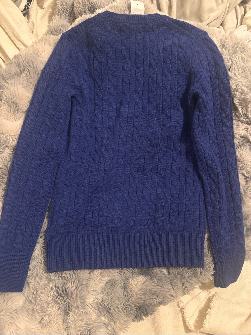 Brooks Brothers Royal Blue Cable Knit Cashmere Sweater - Picture 2 of 4